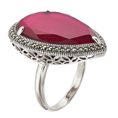 Lavish by TJM Sterling Silver Pink Mother-of-Pearl Doublet Adjustable Ring