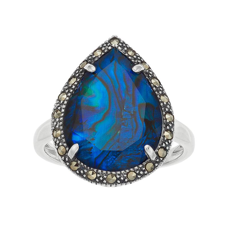 Lavish by TJM Sterling Silver Blue Abalone Doublet Ring, Womens, Size: 6
