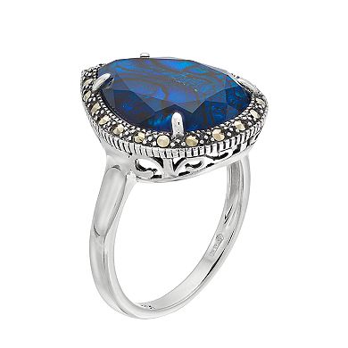 Lavish by TJM Sterling Silver Blue Abalone Doublet Ring