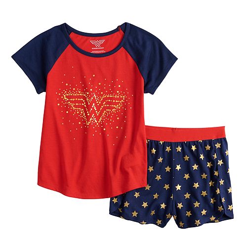 Girls 4-16 DC Comics Wonder Woman Top Shorts & Cape Pajama Set