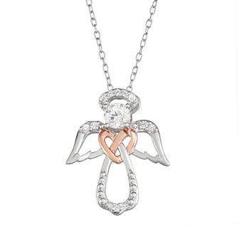 My Shield My Strength Sterling Silver Two Tone Angel Pendant