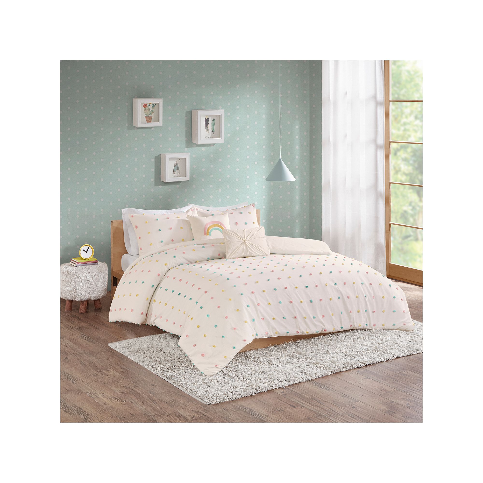 Intelligent Design Ensley Pom Pom Cotton Comforter Set with Throw Pillows, 