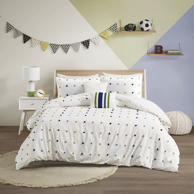 Urban Habitat Kids Ensley Pom Pom Cotton Comforter Set with Throw Pillows, 