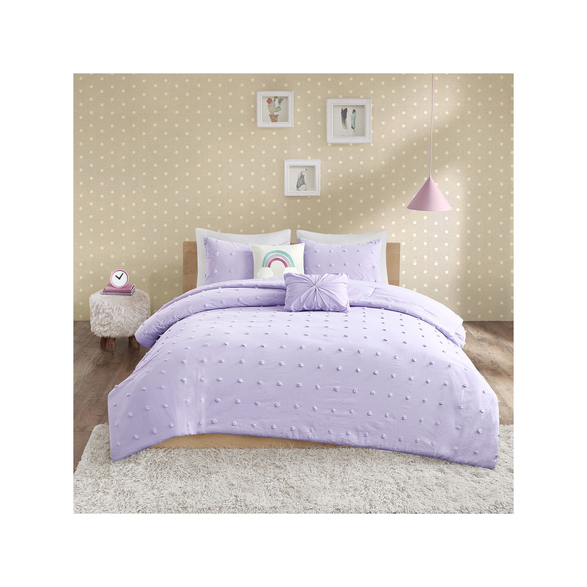 Intelligent Design Ensley Pom Pom Cotton Comforter Set with Throw Pillows, 