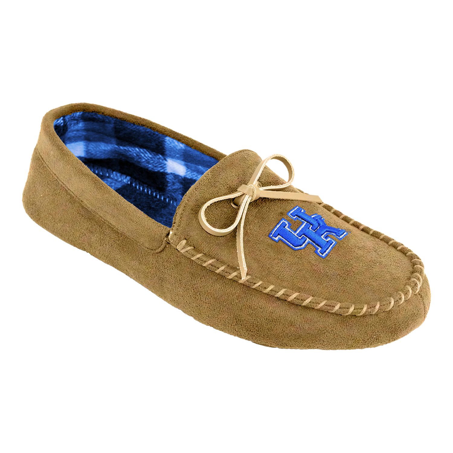 mens blue moccasin slippers