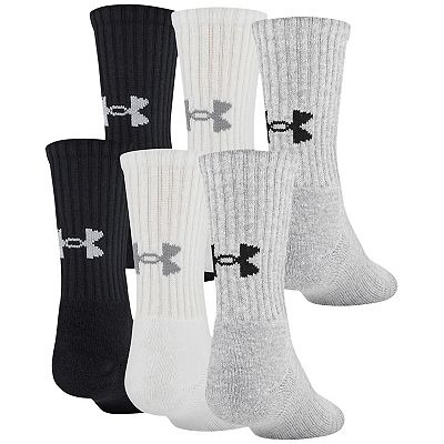 Kids Under Armour Charged Cotton 6 Pack Crew Socks