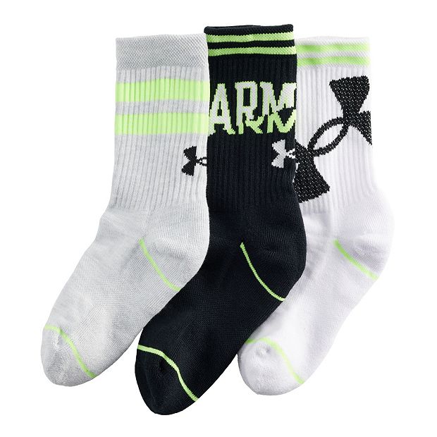 Boys Under Armour Phenom 5.0 3 Pack Crew Socks