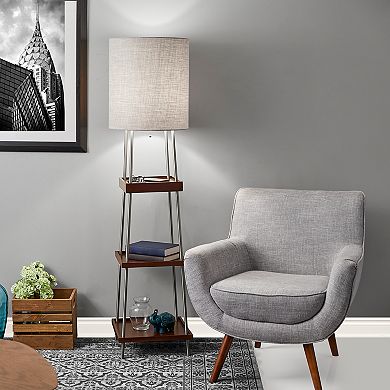 Adesso Henry Wireless Charging Shelf Floor Lamp