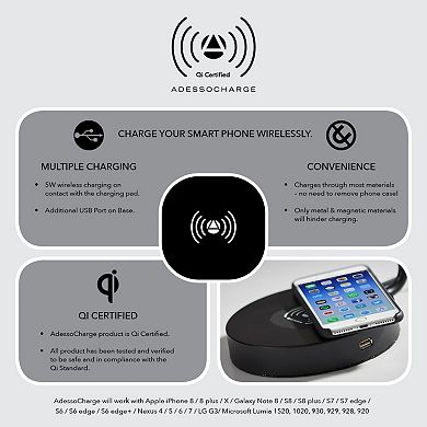 Adesso Aidan Wireless Charging LED Desk Lamp