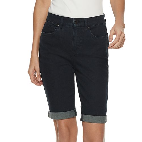 Womens Croft And Barrow® Cuffed Denim Bermuda Shorts 9019