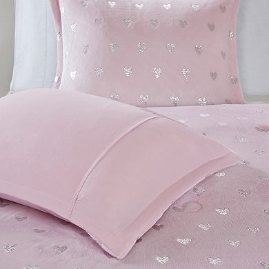 Mi Zone Jenna Metallic Heart Printed Comforter Set