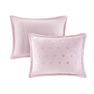 Mi Zone Jenna Metallic Heart Printed Comforter Set