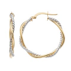 Two Tone 14K Gold Hoops - Earrings, Jewelry | Kohl's