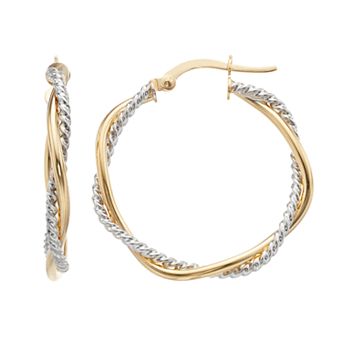Karat Rush 14K Gold Twisted Round Hoop Earrings