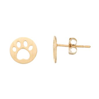 Karat Rush 14K Gold Dog Paw Stud Earrings