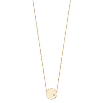 Karat Rush 14K Gold Round Disk Diamond Accent Pendant Necklace