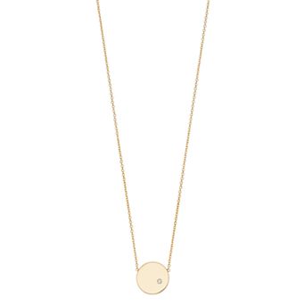 Karat Rush 14K Gold Round Disk Diamond Accent Pendant Necklace