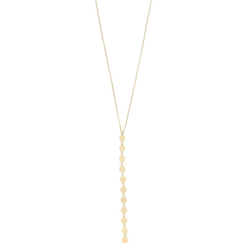 14K Gold Lariat Drop Chain Necklace, Womens, Size: 17, Yellow