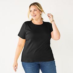 Plus Size Tops for Women Womens Athletic Shirts Short Sleeve Knit Fitted  Neck T-Shirt V Womens Summer Solid, Black, Small : : Clothing,  Shoes & Accessories