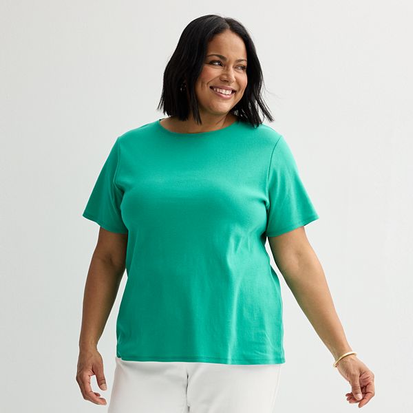 Plus Size Croft & Barrow® Essential Crewneck Top - Greenway (3X)