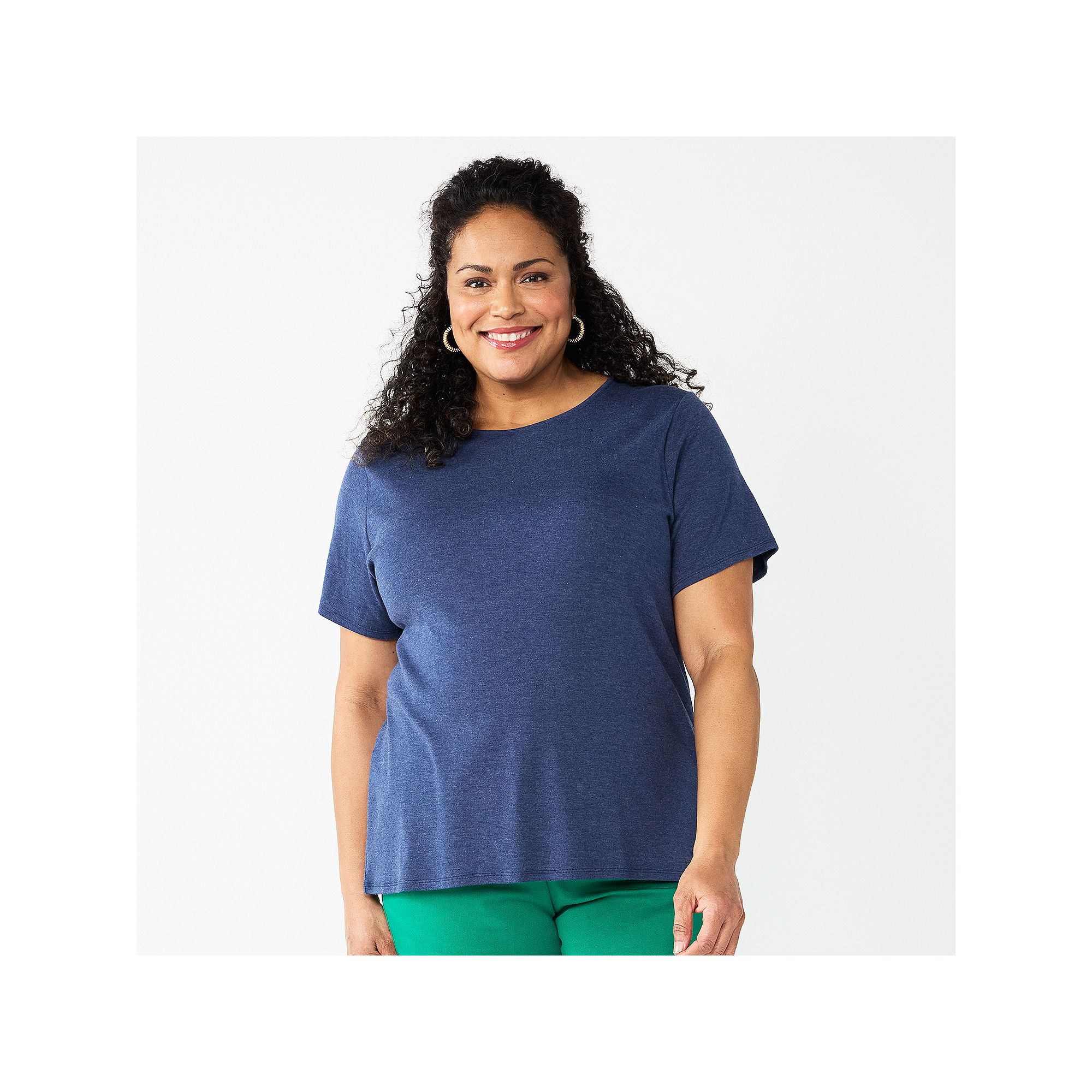 Plus Size Croft & Barrow® Essential Crewneck Top, Womens, Size: 0X, Blue
