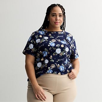Plus Size Croft & Barrow® Essential Crewneck Top