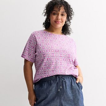 Plus Size Croft & Barrow® Essential Crewneck Top