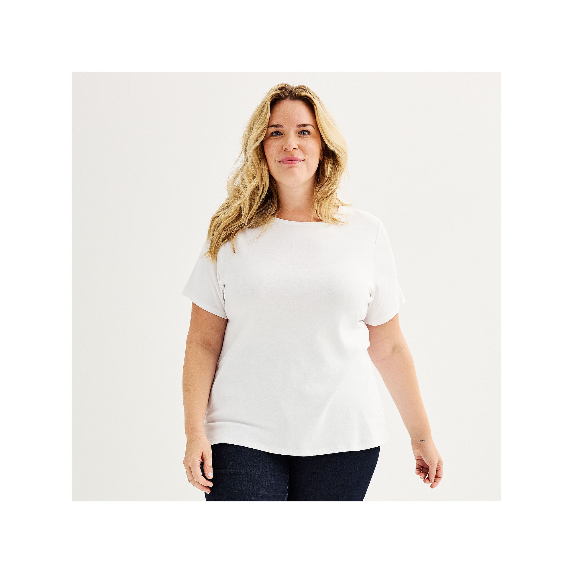 Plus Size Croft & Barrow® Essential Crewneck Top, Womens, Size: 5XL, Whit