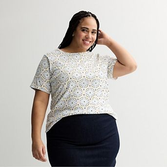 Plus Size Croft & Barrow® Essential Crewneck Top