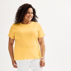 Womens Yellow Plus Tops, Clothing