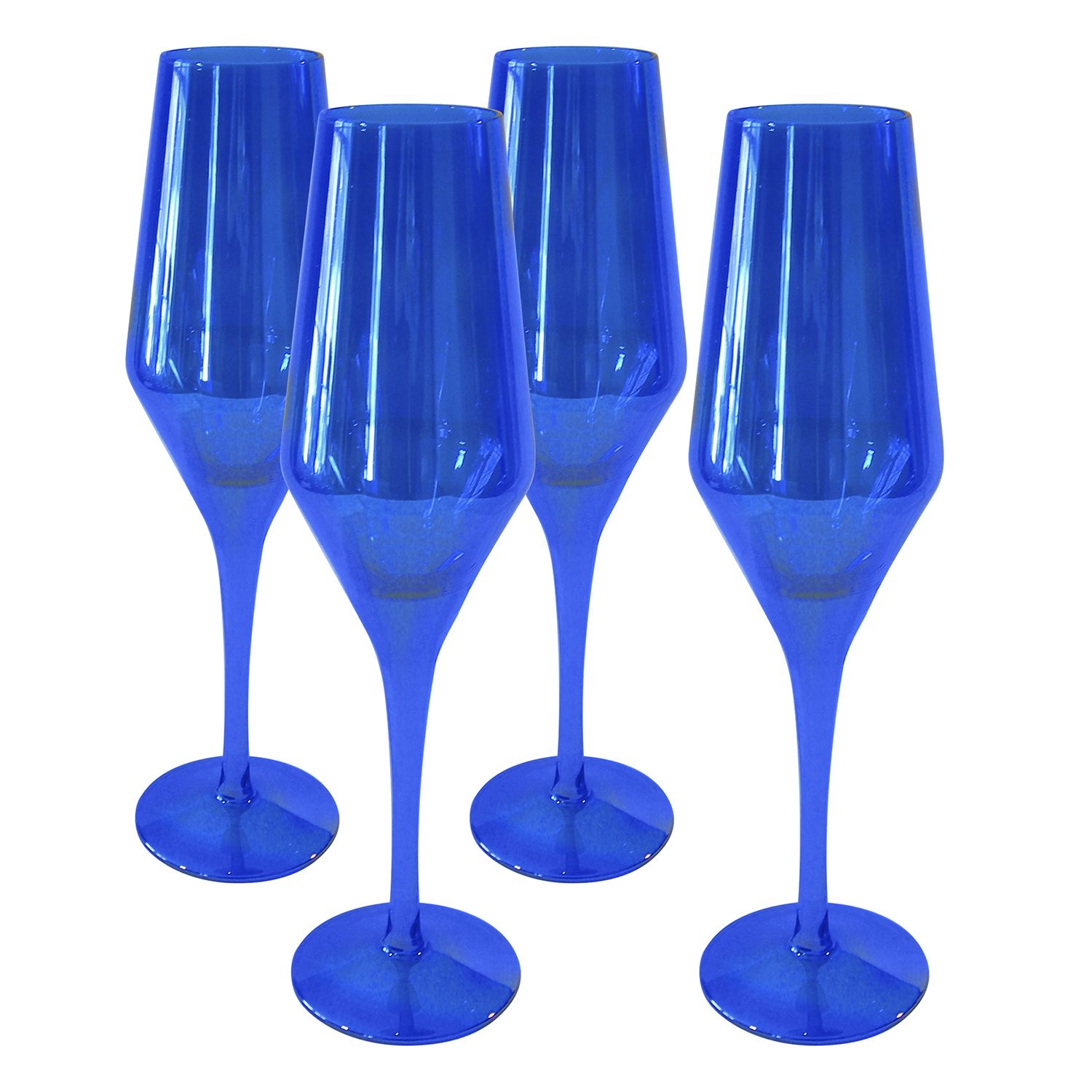 blue champagne flutes