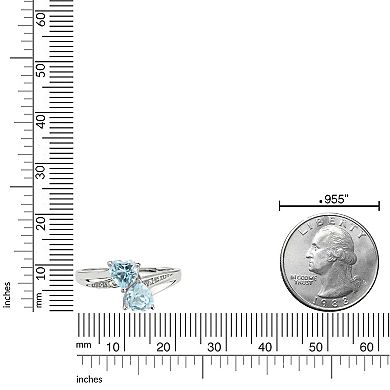 Gemminded Sterling Silver Gemstone & Diamond Accent Double Heart Bypass Ring