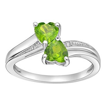 Gemminded Sterling Silver Gemstone & Diamond Accent Double Heart Bypass Ring