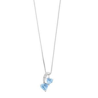 Gemminded Sterling Silver Gemstone & Diamond Accent Double Heart Pendant Necklace