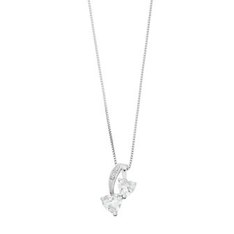 Gemminded Sterling Silver Gemstone & Diamond Accent Double Heart Pendant Necklace
