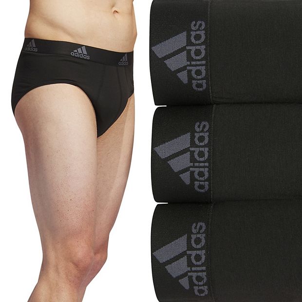 adidas Stretch Cotton Boxer Briefs 3 Pairs - Black, Men's Training