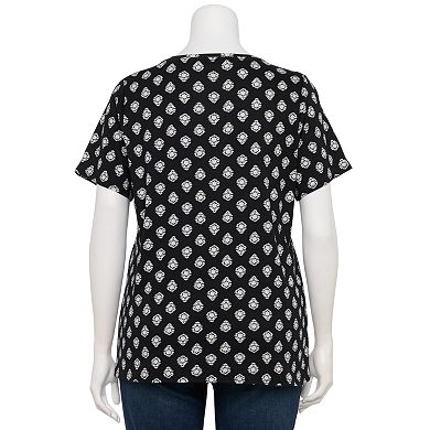 Plus Size Croft & Barrow® Printed Essential V-Neck Tee