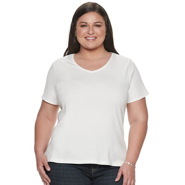 Plus Size Croft & Barrow® Essential Print V-Neck Tee