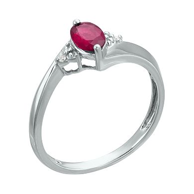 Gemminded Sterling Silver Gemstone Diamond Accent Ring