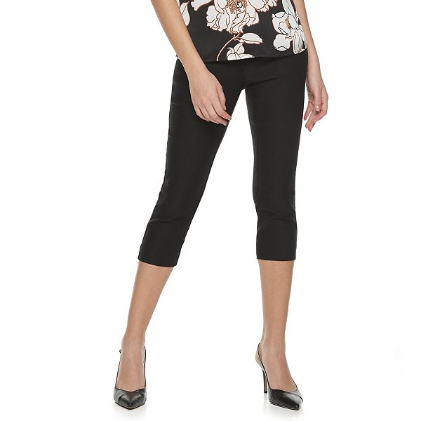 APT.9 WOMEN'S RHINESTONE Tummy-Control Mid Rise Capris Cropped