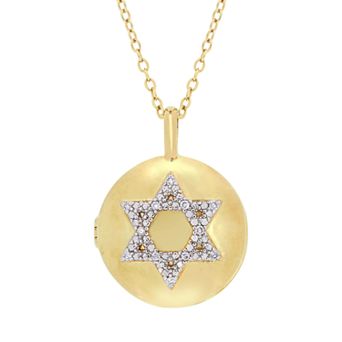 Stella Grace Sterling Silver Diamond Accent Star of David Locket Necklace