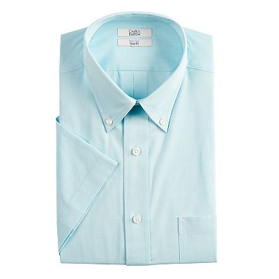 Men s Croft Barrow Classic Fit Easy Care Short Sleeved Button Down Collar Dress Shirt