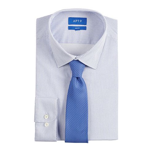 slim fit dress shirt and tie set