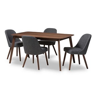 Baxton Studio Mid-Century Rounded Chair & Table Dining 5 pc Set