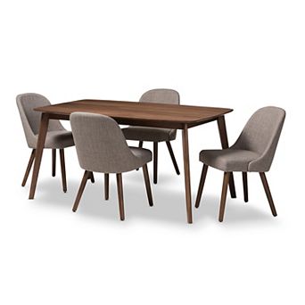 Baxton Studio Mid-Century Rounded Chair & Table Dining 5 pc Set