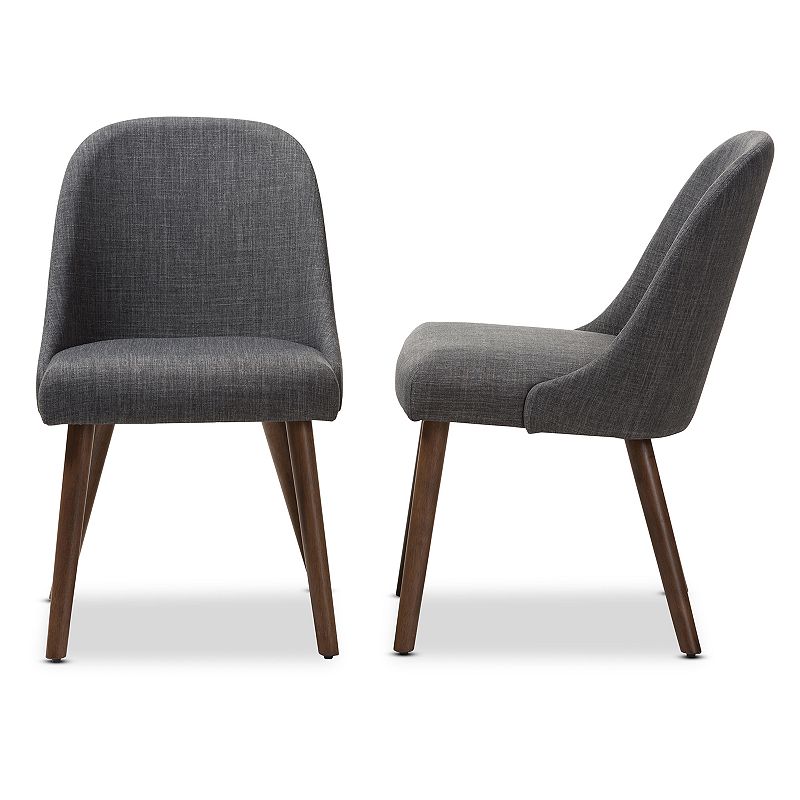 Baxton Studio Mid-Century Dining Chair 2-piece Set, Dark Grey