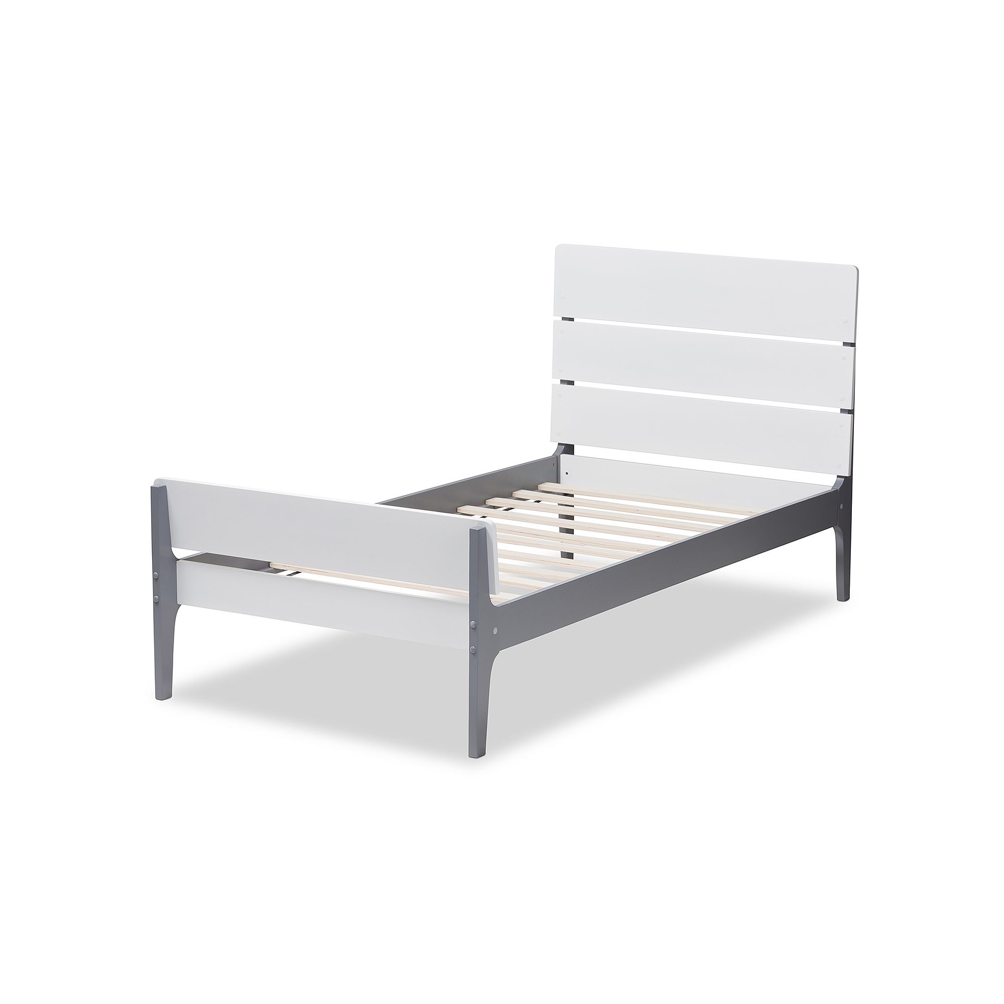 Baxton Studio Modern Thick Slatted Twin Platform Bed, White