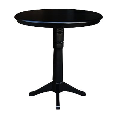 International Concepts Round Top Pedestal Table With Leaf