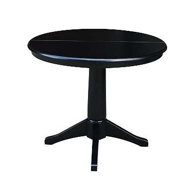 International Concepts Round Top Pedestal Table With Leaf