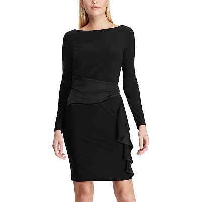 Women's Chaps Satin Ruffle Sheath Dress